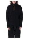 Jw Anderson Black Sweatshirt With Front Zip And Embroidered Logo On The Sleeve In Cotton Man In Black