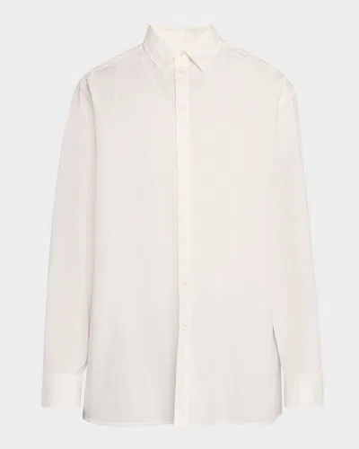 Jw Anderson Men's Lace Appliqué Button-down Shirt In White