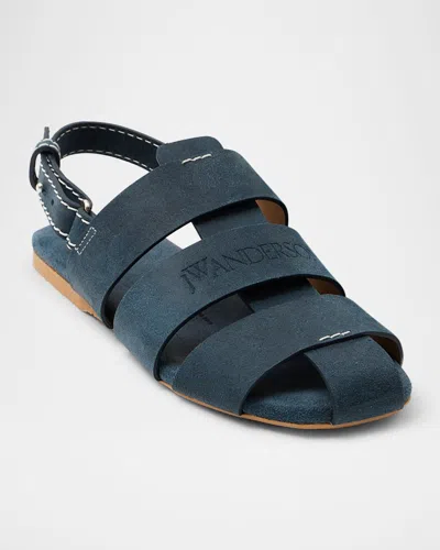 Jw Anderson Men's Leather Gladiator Sandals In Off White