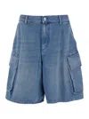 Jw Anderson Men Light Blue Bermuda Shorts With Cargo Pockets And Logo Patch On The Back In Denim Man In Animal Print