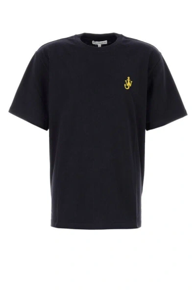 Jw Anderson Men Midnight Blue Cotton T-shirt In Black