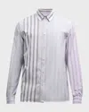 Jw Anderson Striped Pattern Button-down Collar Shirt In Gray