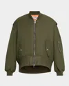 Jw Anderson Oversized Curved Hem Bomber Jacket Olive In Olive