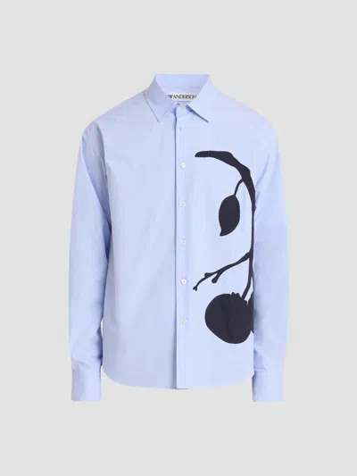 Jw Anderson Mens Persimmon Applique Shirt In Pale Blue