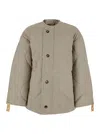 Jw Anderson Beige Crewneck Jacket With Quilted Design On The Front And Logo Embroidery On The Rear In Fabric Man In Neutral