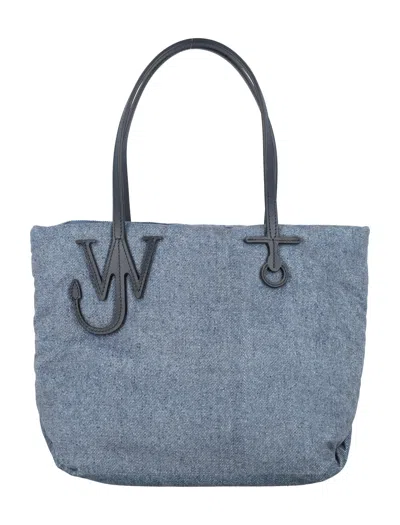Jw Anderson Men's Small Puffy Anchor Tote Bag In Blue
