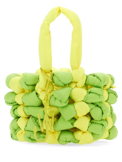 Jw Anderson Men Small Woven Tote Bag In Green