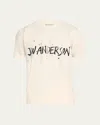 Jw Anderson Mens Ecru Circular Brand-print Cotton T-shirt In Neutral