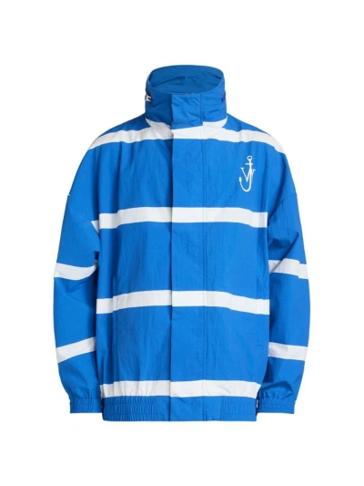 Jw Anderson Men's Striped Track Jacket In Azure Blue