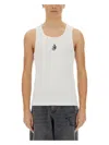 Jw Anderson White Sleeveless Top With Logo Embroidery On The Front In White