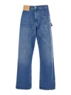Jw Anderson Light Blue Jeans With Twisted Design And One Front Patch Pocket In Denim Man In Blue