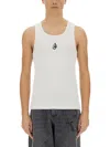 Jw Anderson White Sleeveless Top With Logo Embroidery On The Front In White