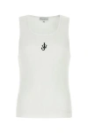 Jw Anderson White Sleeveless Top With Logo Embroidery On The Front In White