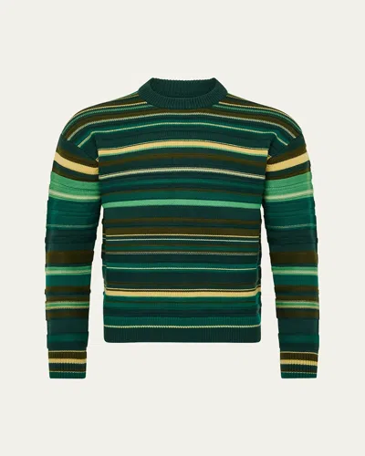 Jw Anderson Men's Wool Multi-stripe Crewneck Sweater