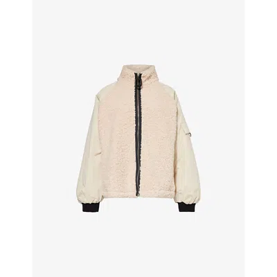 JW ANDERSON MENS BEIGE COLOUR-BLOCK TRACK WOVEN JACKET
