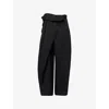 Jw Anderson Mens Black Fold-over High-rise Wool Trousers