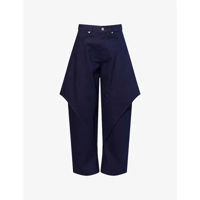 JW ANDERSON W ANDERSON WOMENS CROPPED SCULPTURAL DENIM JEANS BLUE RED