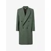 Jw Anderson Mens Bottle Green Peak-lapel Double-breasted Wool Coat In Green