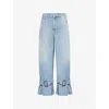 Jw Anderson J. W. Anderson Wide-leg Denim Jeans With Hem Strap In Light Blue