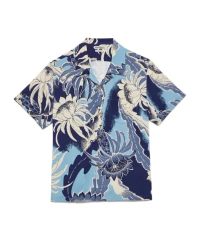 Jw Anderson Mens Camp Collared Shirt In Sapphire Blue In Multi