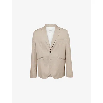 Jw Anderson Mens Clay Melange Notched-lapel Relaxed-fit Wool Blazer In Neutral