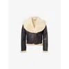 Jw Anderson Mens Dark Brown Oversized-collar Sheepskin Leather Aviator Jacket In Brown