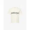 Jw Anderson Mens Ecru Circular Brand-print Cotton T-shirt In Neutral