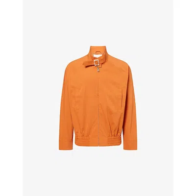 Jw Anderson Mens Ginger Belted-collar Lightweight Cotton-blend Harrington Jacket In Orange