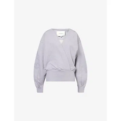 Jw Anderson Mens Rounded Wrap Cotton-jersey Sweatshirt Grey Melange Xs