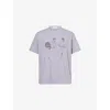 Jw Anderson Mens Mid Grey Melange Cafe Scene Crewneck Cotton-jersey T-shirt In Blue