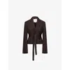 Jw Anderson Mens Dark Brown Cropped Notch-lapels Woven Jacket In Brown