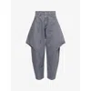 Jw Anderson Mens Light Grey Cropped Sculptural Denim Jeans In Gray