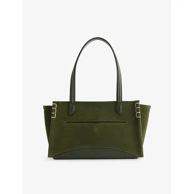 Jw Anderson Mens  Elongated Loafer Cabas Suede Tote Bag In Khaki