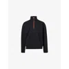Jw Anderson Black Sweatshirt With Front Zip And Embroidered Logo On The Sleeve In Cotton Man In Black