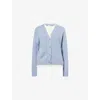 Jw Anderson Mens Blue Melange Layered Wool-and-cashmere Knit Cardigan In Blue