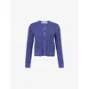 Jw Anderson Mens Light Indigo Round-neck Cropped Cotton-blend Cardigan In Light Indigo