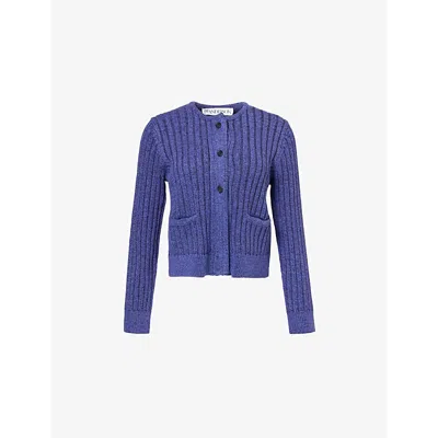 Jw Anderson Mens Light Indigo Round-neck Cropped Cotton-blend Cardigan