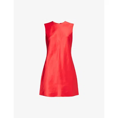 JW ANDERSON MENS CRIMSON RED SHIFT SLEEVELESS WOVEN MINI DRESS