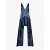 Jw Anderson Mens Steel Blue V-neck Panels Stretch-woven Mini Dress In Blue