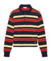 Jw Anderson Mens Knitted Striped Rugby Polo Top In Navy In Multi