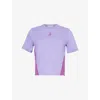 Jw Anderson Panelled Cropped T-shirt With Anchor Embroidery In Lavender Magenta