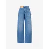 Jw Anderson Twisted Midrise Workwear Boyfriend Jeans In Animal Print