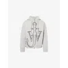 Jw Anderson Mens Light Grey Melange Anchor Zip-up Knitted Wool Hoody Xl In Gray