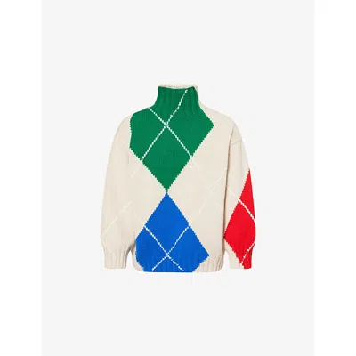 Jw Anderson X Pringle Turtle-neck Argyle Jumper In Neutral