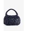 Jw Anderson W Anderson Womens Cable-knit Small Raffia Top-handle Bag Navy In Blue