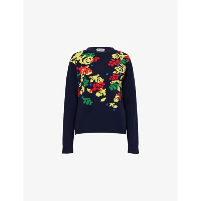 Jw Anderson Pringle Floral Wool Jumper In Blue