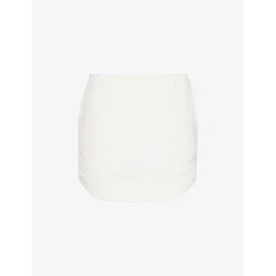 Jw Anderson Mens Off White Curved-hem Two-slip-pockets Woven-blend Mini Skirt