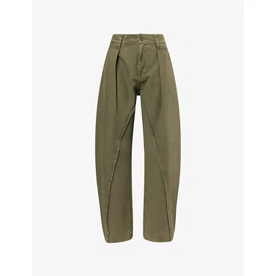 Jw Anderson Mens Olive Twisted Seam Wide-leg Cotton Trousers In Green