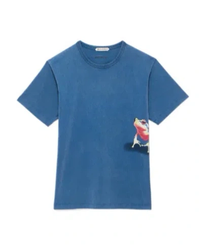 Jw Anderson Mens Peeking Frog Tshirt In Mid Blue