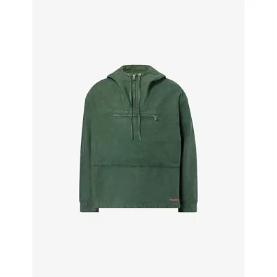 Jw Anderson Mens Pine Hooded Long Sleeve Cotton Anorak Xl In Green
